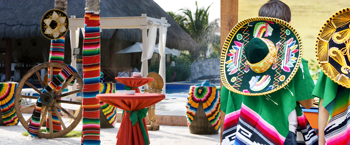 Azteekse temples corona raiffa parasols decoratie